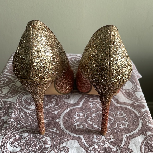 SOLD!!!!!!!!!!🔮 3/$15! Shoe Dazzle Rose Gold Glity Gold Ombré Heel sz 9.5 - Picture 3 of 5